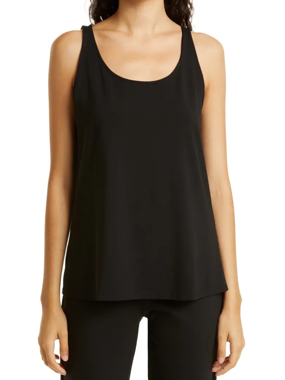 Eileen Fisher Scoop Neck Tank Viscose Size M Black